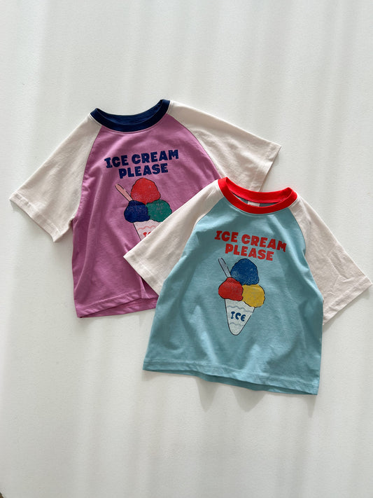 Kids SS26 ICE CREAM PLEASE Raglan Short Sleeve Top (2-9y) - 2 Colors