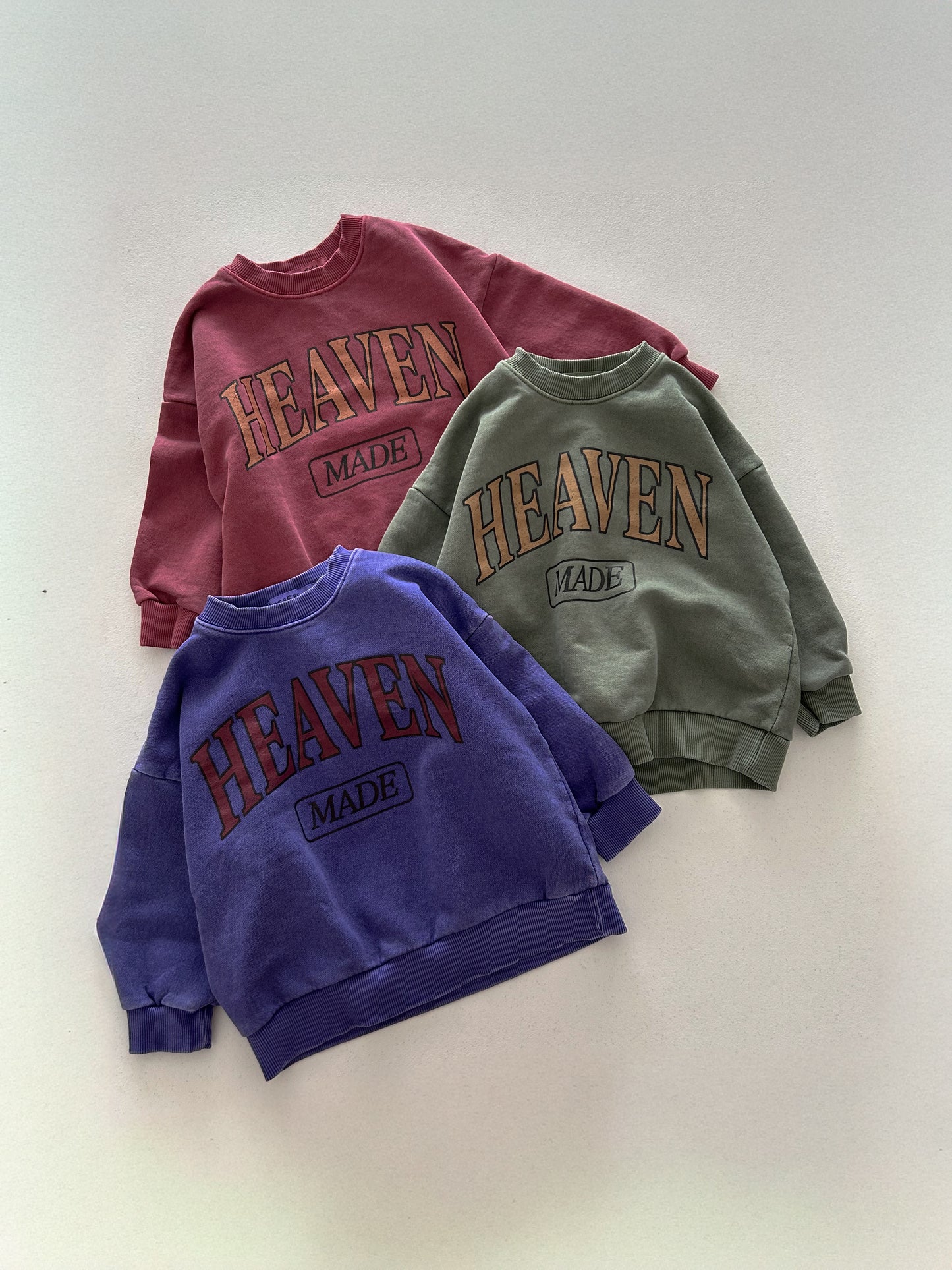 Kids Adult 'Heaven Made' Garment Dyed Long Sleeve Sweatshirt (1-7y, Adult) - 3 Colors