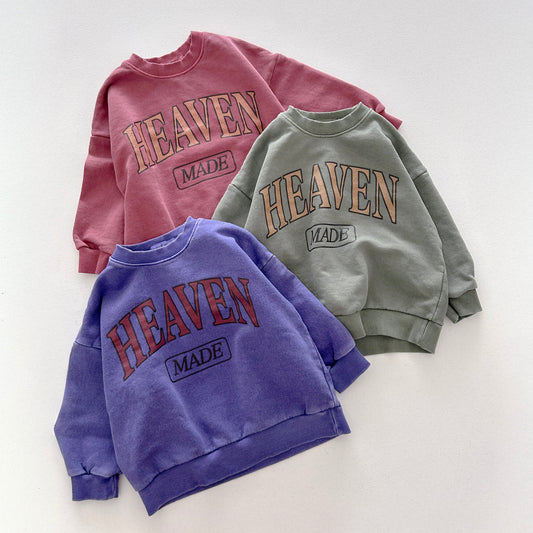 Kids Adult 'Heaven Made' Garment Dyed Long Sleeve Sweatshirt (1-7y, Adult) - 3 Colors