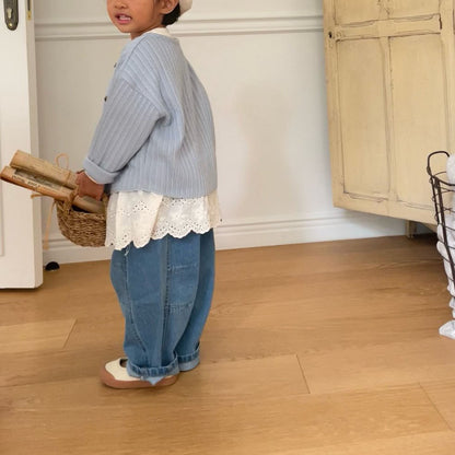 Toddler F25 Lace Detail Long Sleeve Top (1-7y) - Ivory - AT NOON STORE