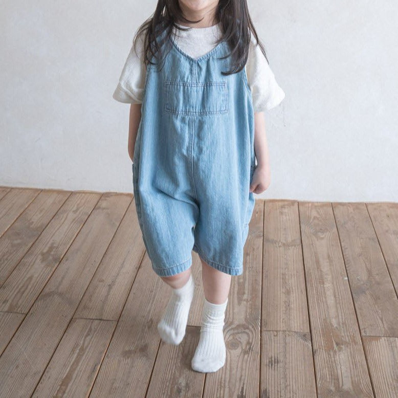 Toddler Anggo Kangaroo Pocket Denim Overalls (1-6y) - Denim