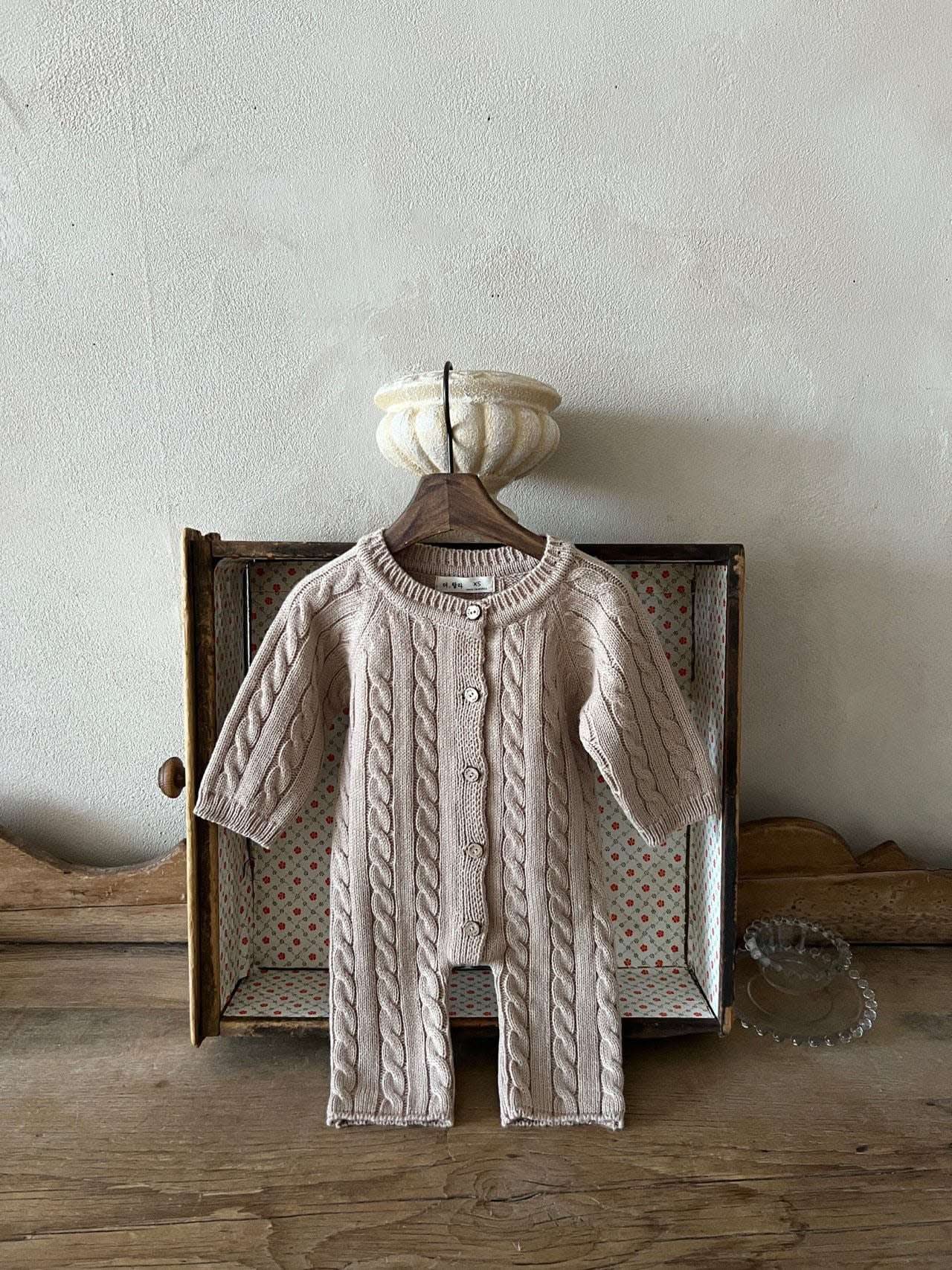 Baby Cable Knit Sweater Long Sleeve Jumpsuit (0-24m) - 3 Colors - AT NOON STORE