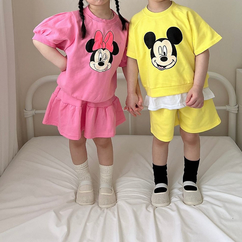 Toddler Mickey/Minnie Short Sleeve Top and Shorts/Skirt Set (1-6y) - 2 Colors - AT NOON STORE