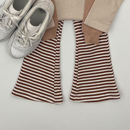 Kids F25 Stripe Ribbed Flare Pants (2-7y) - 4 Colors - AT NOON STORE