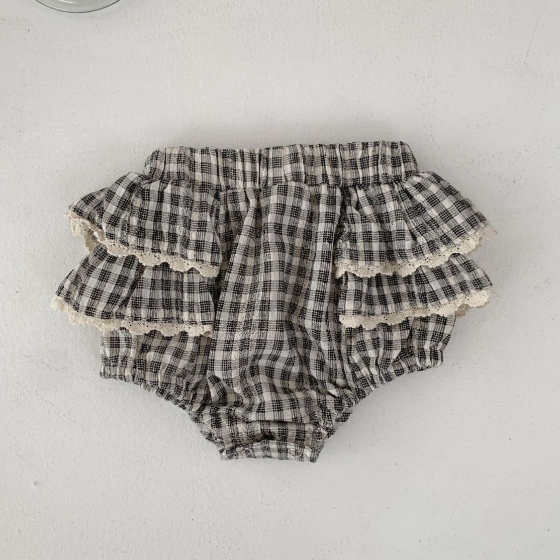 Baby S25 Lace Detail Plaid Bloomer Shorts (3-18m) - 2 Colors