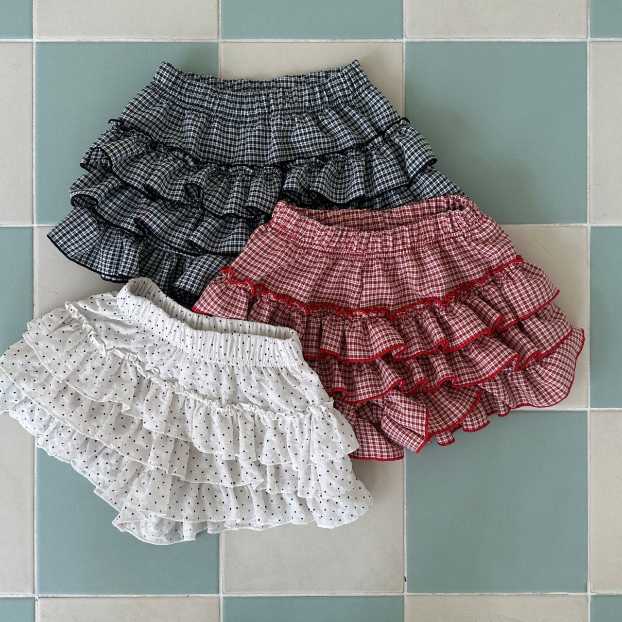 Kids SS25 Polka Dot Ruffle Layered Shorts (2-9y) - Ivory - AT NOON STORE