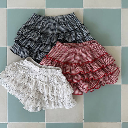 Kids SS25 Polka Dot Ruffle Layered Shorts (2-9y) - Ivory - AT NOON STORE