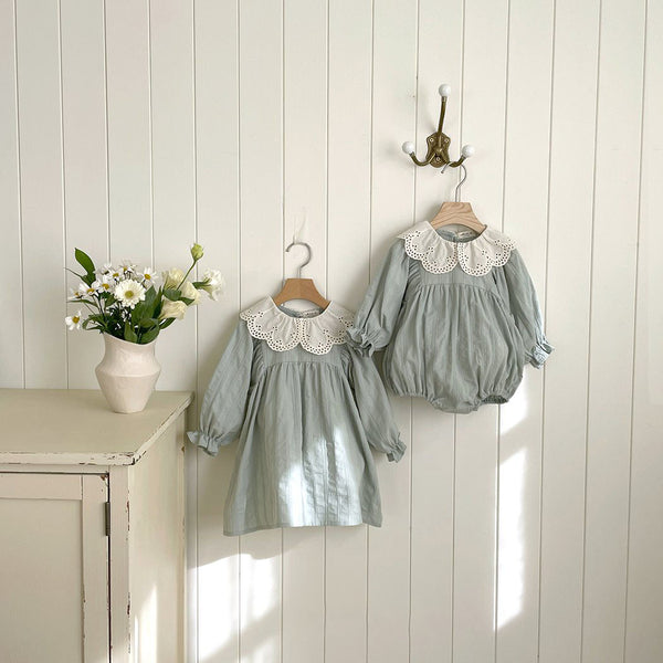 Toddler Lace Collar Dress (3m-5y) - Light Mint