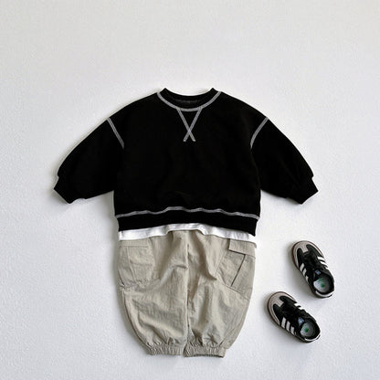 Toddler F25 Stitch Detail Long Sleeve Top and Shorts Set (1-6y) - 3 Colors - AT NOON STORE