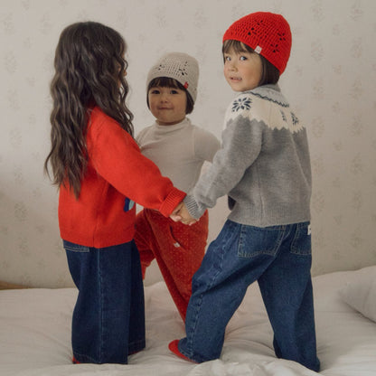 Kids F26 Snowflake Knit Cardigan (3-9y) - Gray
