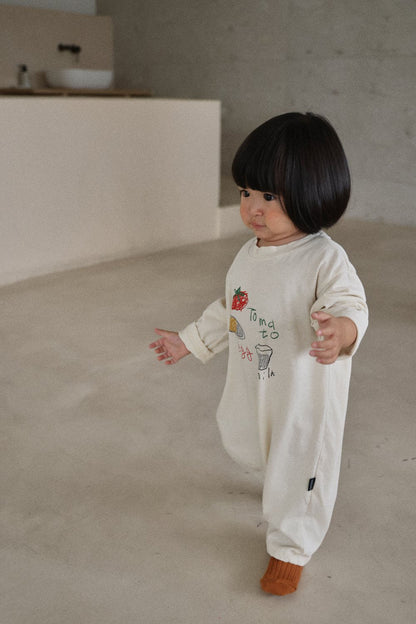 Baby F26 Tomato Egg Milk Print Long Sleeve Jumpsuit (3-18m) - 2 Colors