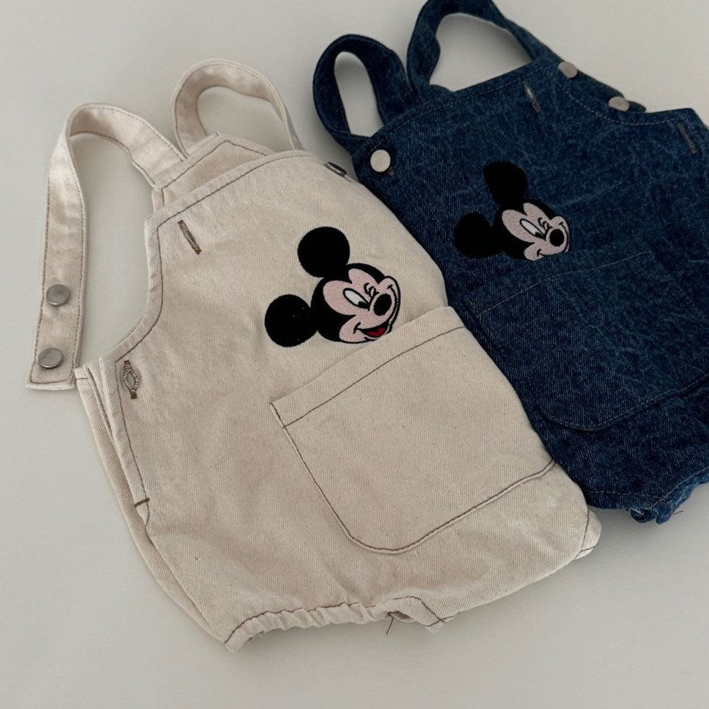 Baby F24 Mickey Embroidery Shortalls (3-18m) - 2 Colors