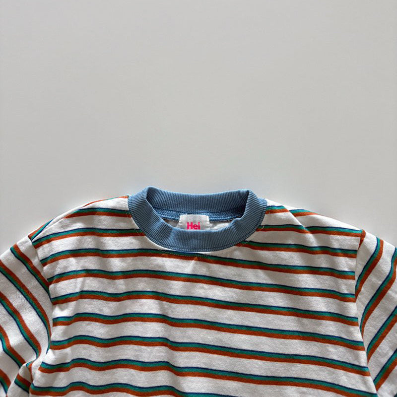 Toddler SP26 Multi Stripe Long Sleeve Loose Fit Top  (1-6y) - Blue - AT NOON STORE