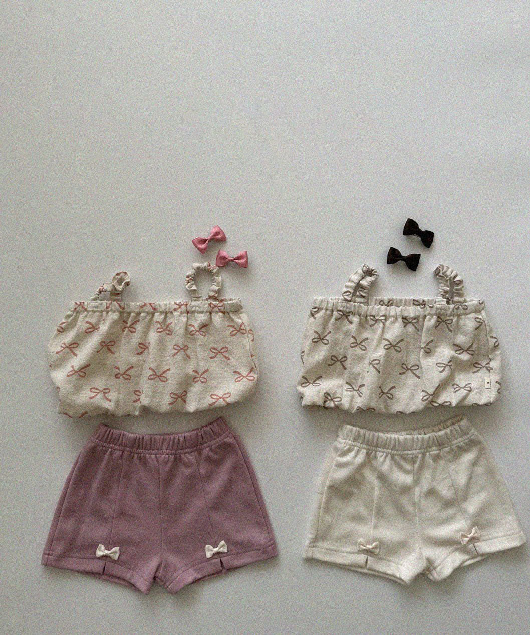 Baby/Toddler Aosta Elastic Strap Bow Print Cropped Tank Top (3m-5y)- 2 Colors - AT NOON STORE