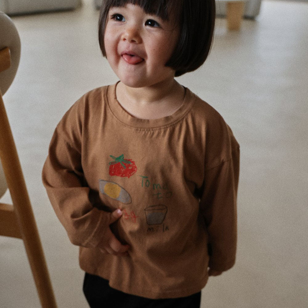 Toddler F26 Tomato Egg Milk Print Long Sleeve Top (6m-6y) - 2 Colors