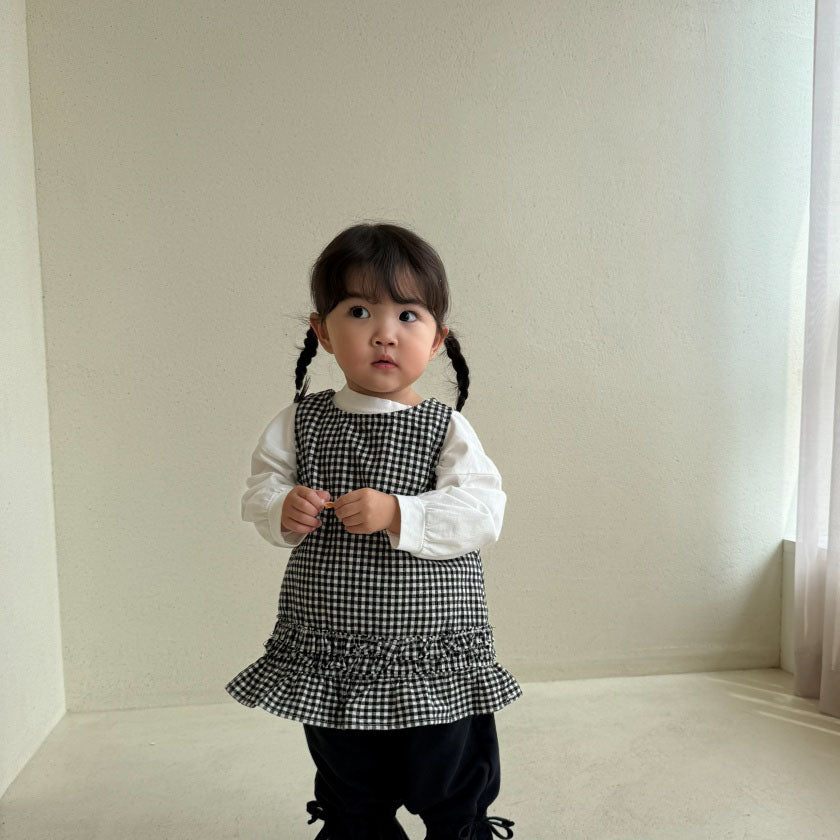 Baby/Toddler Bella F26 Gingham Tie Back Ruffle Dress (1-6y) - Black