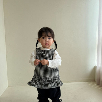 Baby/Toddler Bella F26 Gingham Tie Back Ruffle Dress (1-6y) - Black
