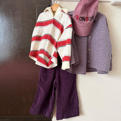 Kids F26 Stripe Collared Long Sleeve Top (2-8y) - Red