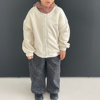 Toddler F25 Side Stitch Detail Cheetah Pants (3-7y) - Charcoal - AT NOON STORE
