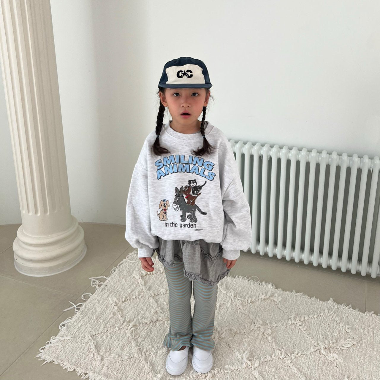 Kids SP26 SMILING ANIMAL Print Long Sleeve Sweatshirts (2-7y) - 2 Colors