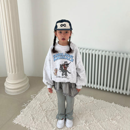 Kids SP26 SMILING ANIMAL Print Long Sleeve Sweatshirts (2-7y) - 2 Colors