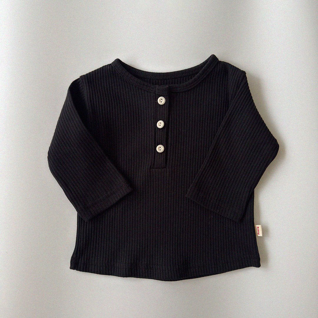 Baby/Toddler Aosta F26 RIbbed Henry Neck Long Sleeve Top (3m-5y) - 4 Colors