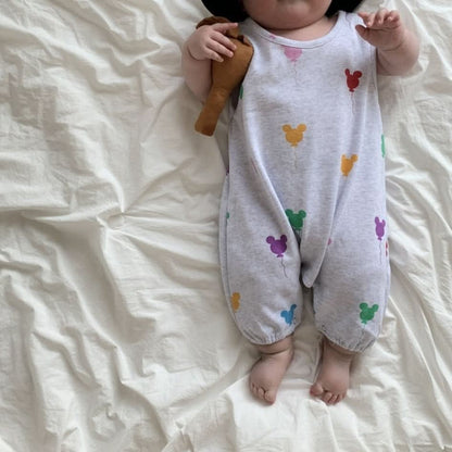 Baby Balloon Print Cotton Sleeveless Jumpsuit (3-24m) - 2colors - AT NOON STORE