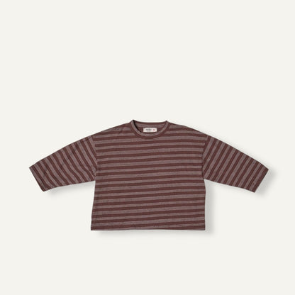 Toddler F25 Stripe Long Sleeve Top and Wide Pants Set (2-8y) - Brown - AT NOON STORE