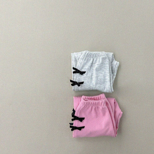 Kids Black Velvet Bow Jogger Pants (1-6y) - 2 Colors