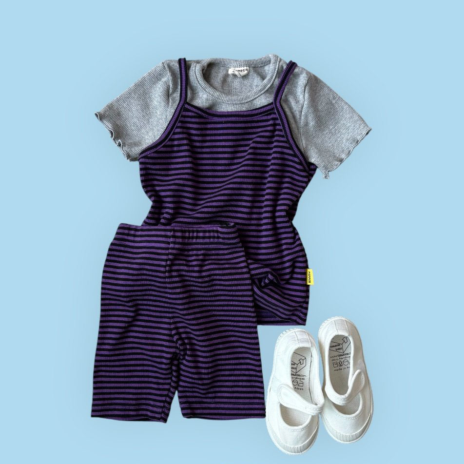 Toddler SS26 Ribbed Stripe Tank Top (1-7y) - Purple - AT NOON STORE