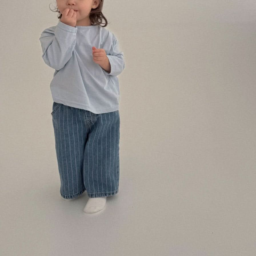 Baby Bella S25 Stripe Pull On Denim Pants (6m-3y) - Denim - AT NOON STORE