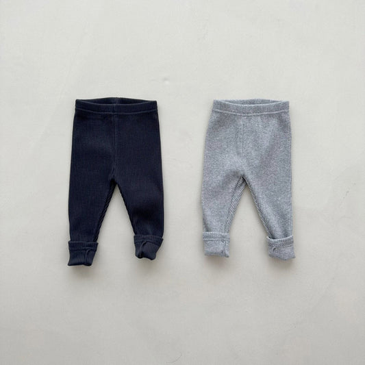 Baby Ribbed Leggings  2 Pack Set  (3-18m) - Gray/Navy - AT NOON STORE