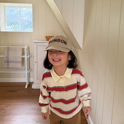 Kids F26 Stripe Collared Long Sleeve Top (2-8y) - Red