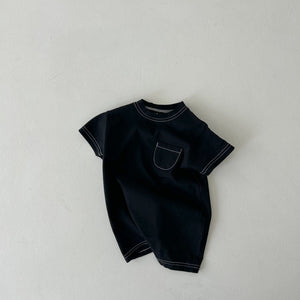 Baby Land Contrast Stitch Short Sleeve Jumpsuit (4-15m) - 2 Colors