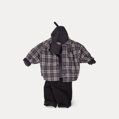 Toddler W25 Plaid Reversible Padded Shirt Jacket (2-8y) - Navy