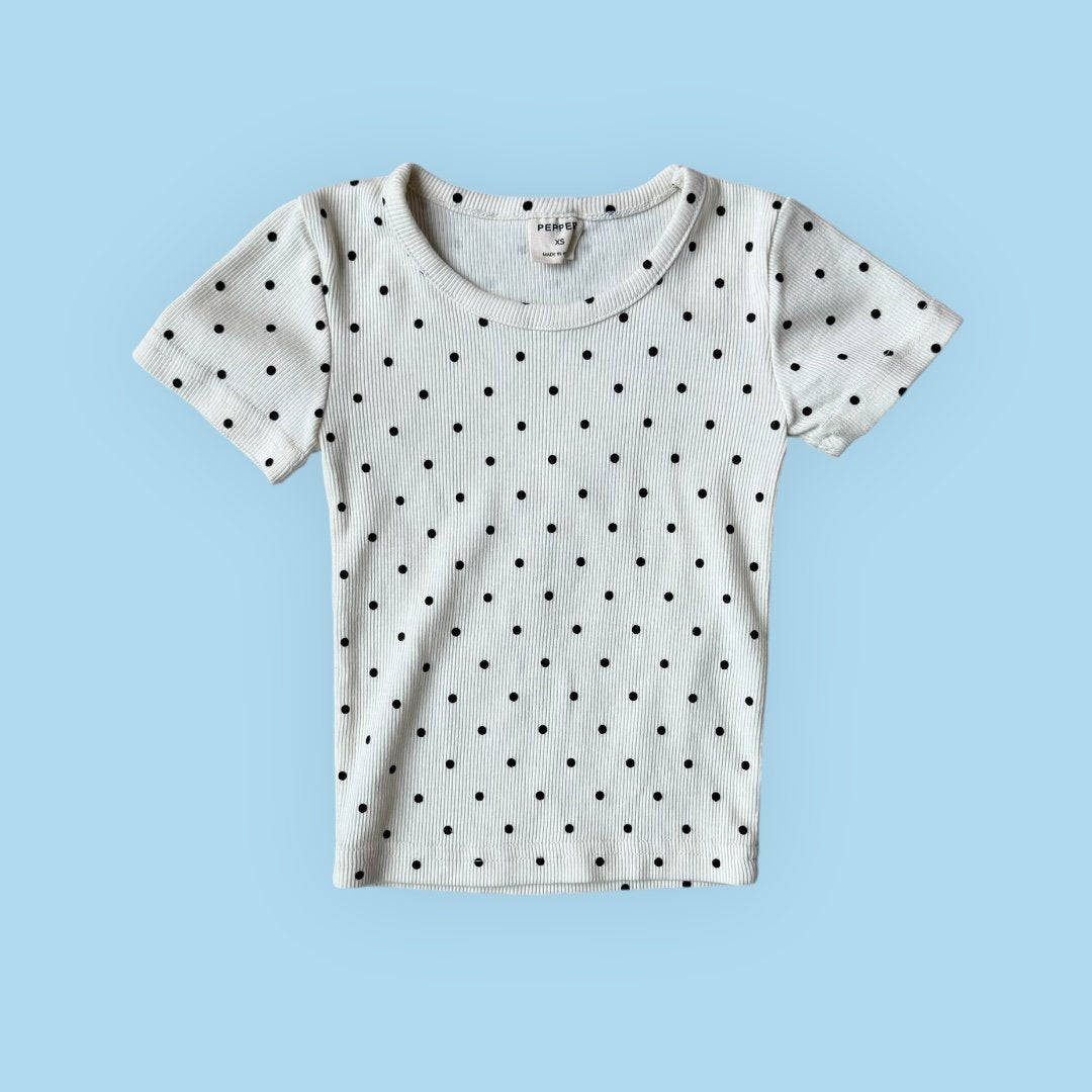 Toddler SS26 Polka Dot Ribbed Short Sleeve Top (1-7y) - 2 Colors - AT NOON STORE
