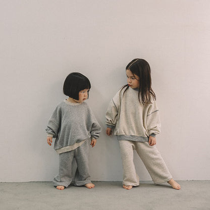 Toddler Mel SP26 Stitch Detail Long Sleeve Sweatshirt and Pull-On Pants Set (1-8y) - 2 Colors - AT NOON STORE