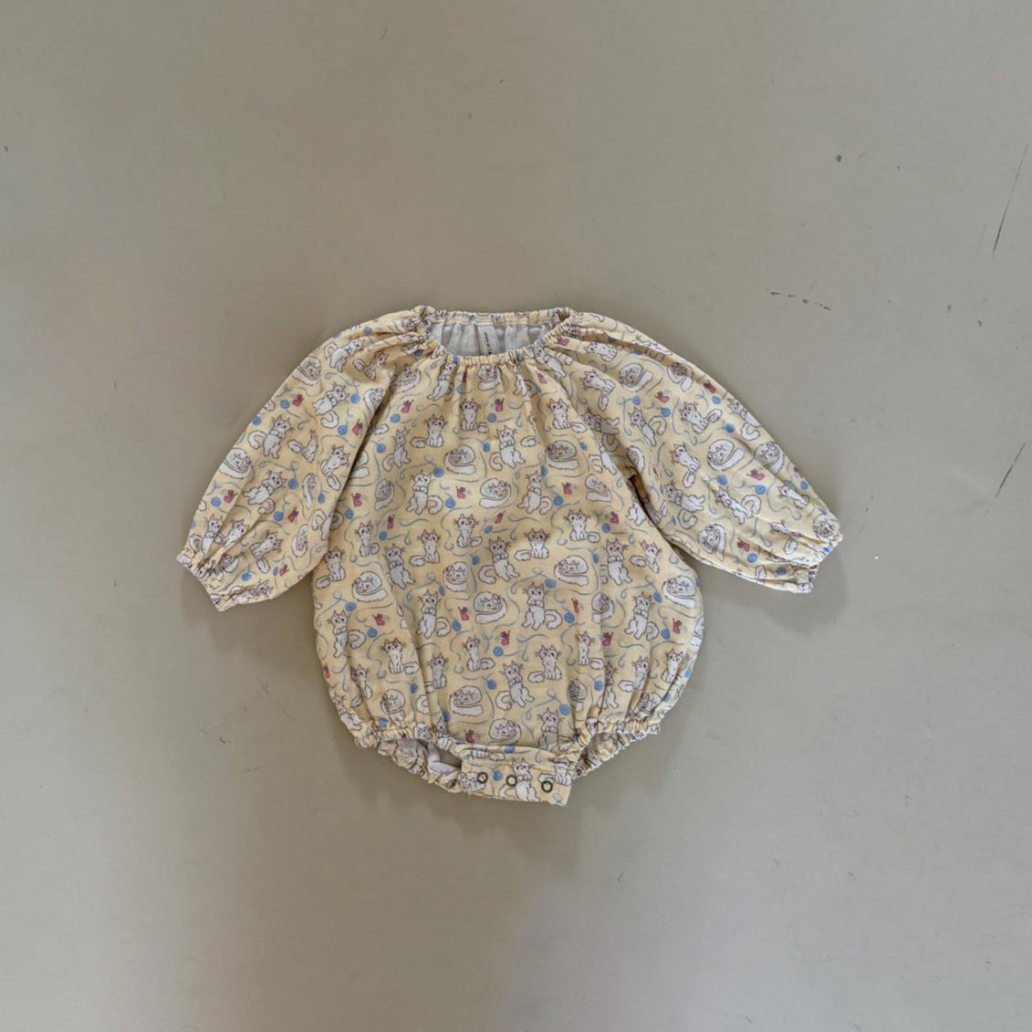 Baby SP26 Cat All-Over Print Gauze Cotton Bubble Romper (6-24m) -2 Colors - AT NOON STORE