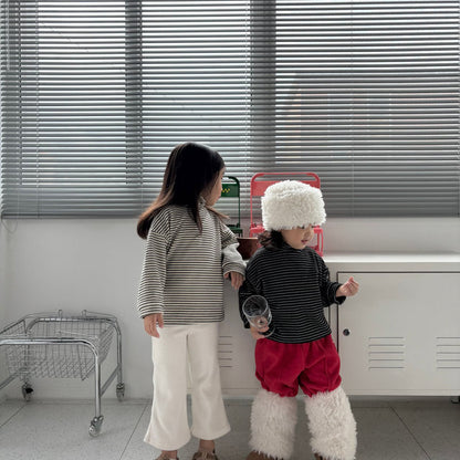 Toddler W25 Warm Fleece Stripe Mock Neck Long Sleeve Top (1-7y) - 2 Colors