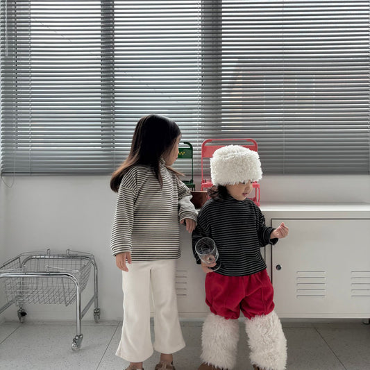 Toddler W25 Warm Fleece Stripe Mock Neck Long Sleeve Top (1-7y) - 2 Colors