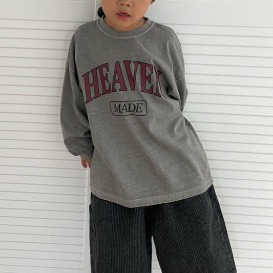 Kids F25 'HEAVEN' Pigment Dyed Long Sleeve Top (2-7y) - 2 Colors - AT NOON STORE