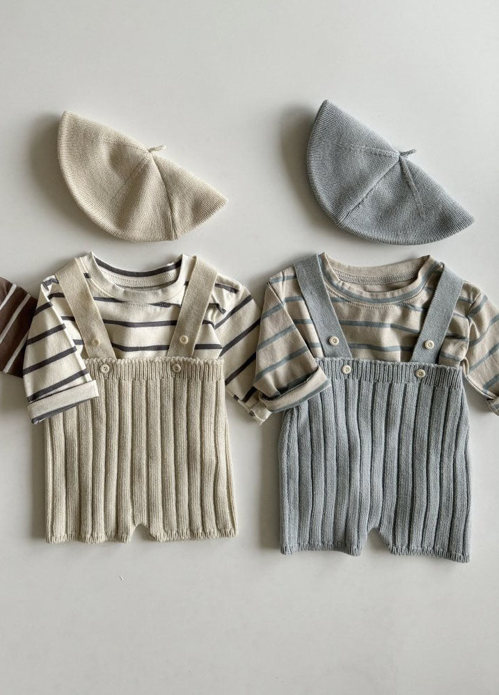 Kids Long Sleeve Stripe Top (3m-5y) - Charcoal - AT NOON STORE