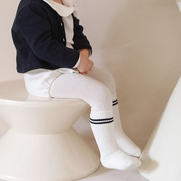 Baby Toddler Double Line Knee Socks (0-8y) - Ivory Line - AT NOON STORE