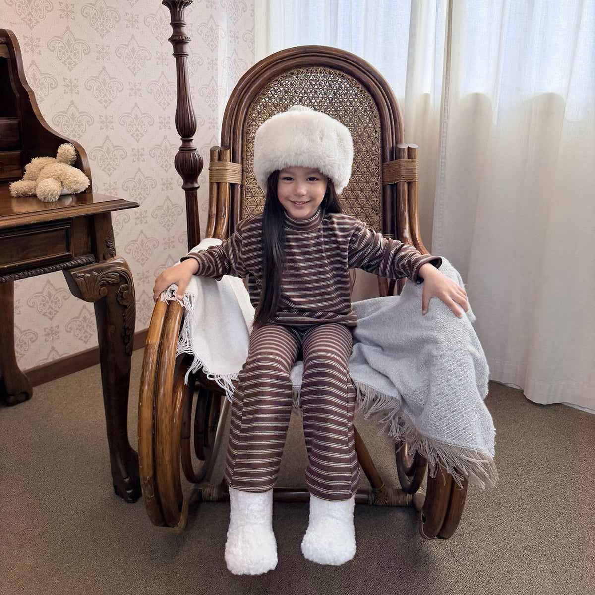 Toddler FW26 Stripe Flare Pants (1-7y) - Brown