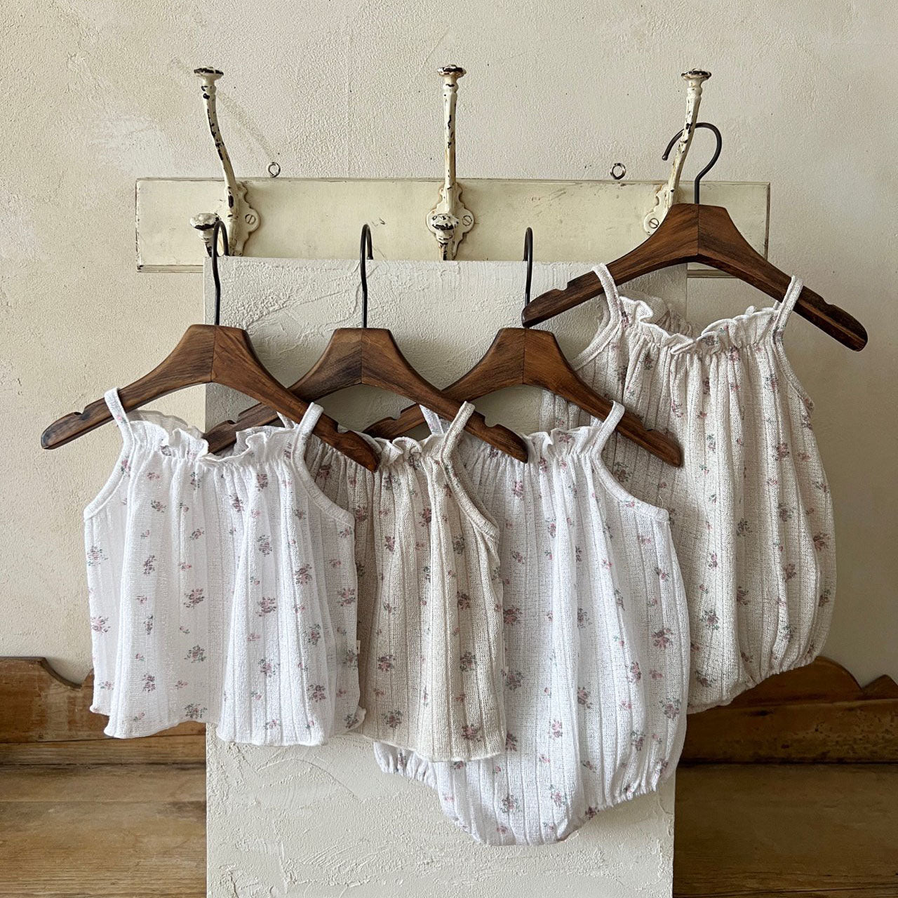 Baby Lala SS25 Floral Spaghetti Strap Bubble Romper (6-24m) - 2 Colors
