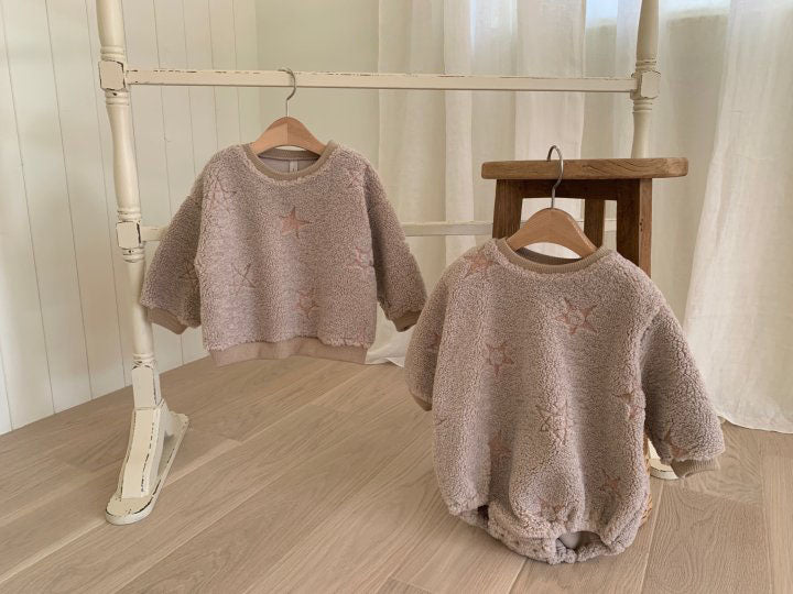 Kids Star Embroidered Sherpa Top (1-6y)-Beige - AT NOON STORE