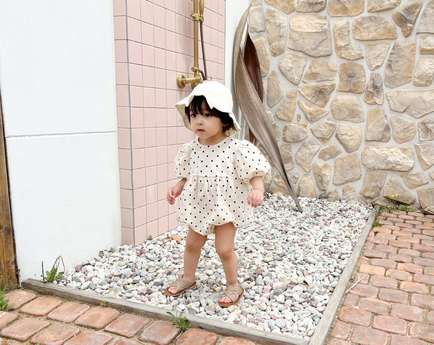 Baby Short Puff Sleeve Polka Dot Bubble Romper (3-18m) - 2 Colors - AT NOON STORE