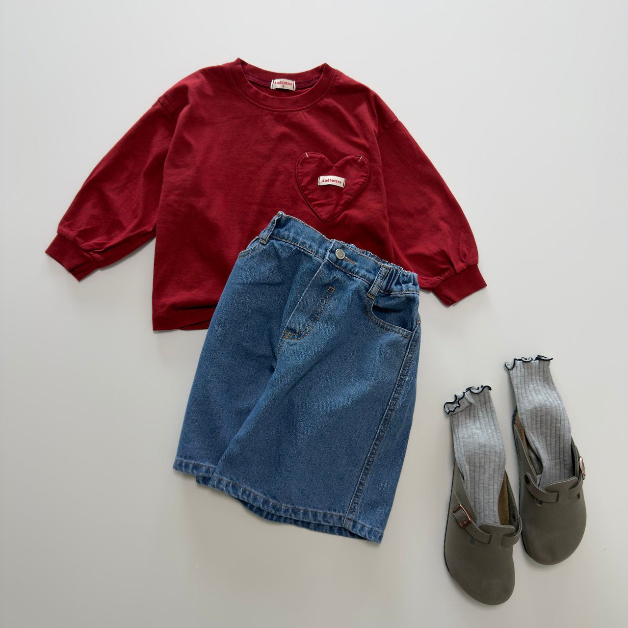 Toddler F26 Heart Pocket Long Sleeve Top (3-10y) - 3 Colors