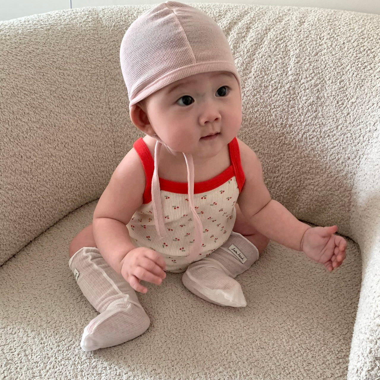 Baby Land SS26 Cherry All-Over Pointelle Sleeveless Bodysuit (4m-18m) - 2 Colors - AT NOON STORE