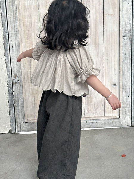 Kids Wide Leg Pull-up Pants (2-6y) - Charcoal